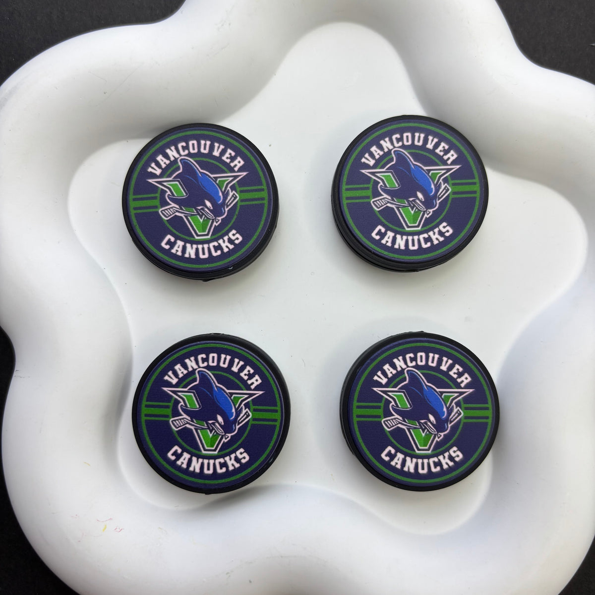 NHL Team Logo Printed Round Beads | Ice Hockey Team Focal Beads for DIY Beadable Pens, Keychains, and Lanyards | Sports Fan Craft Supplies