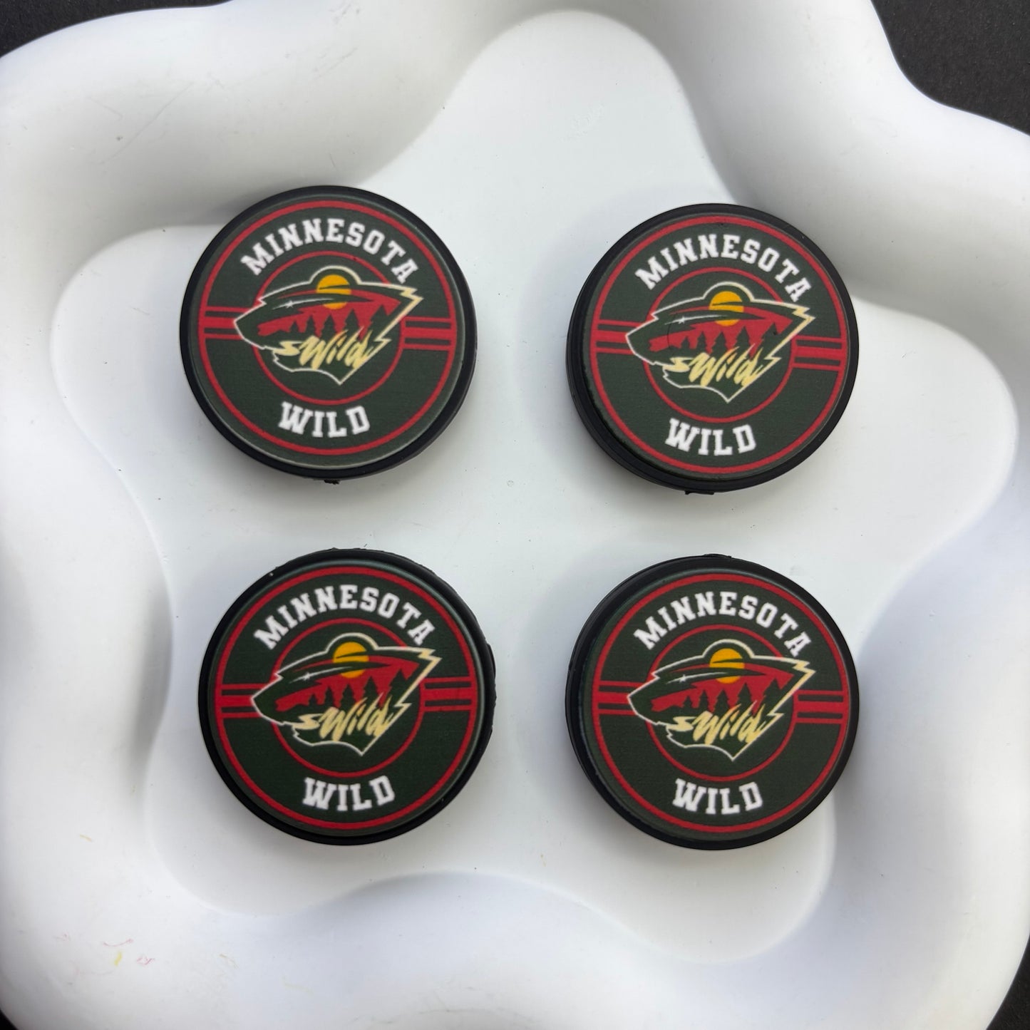 NHL Team Logo Printed Round Beads | Ice Hockey Team Focal Beads for DIY Beadable Pens, Keychains, and Lanyards | Sports Fan Craft Supplies