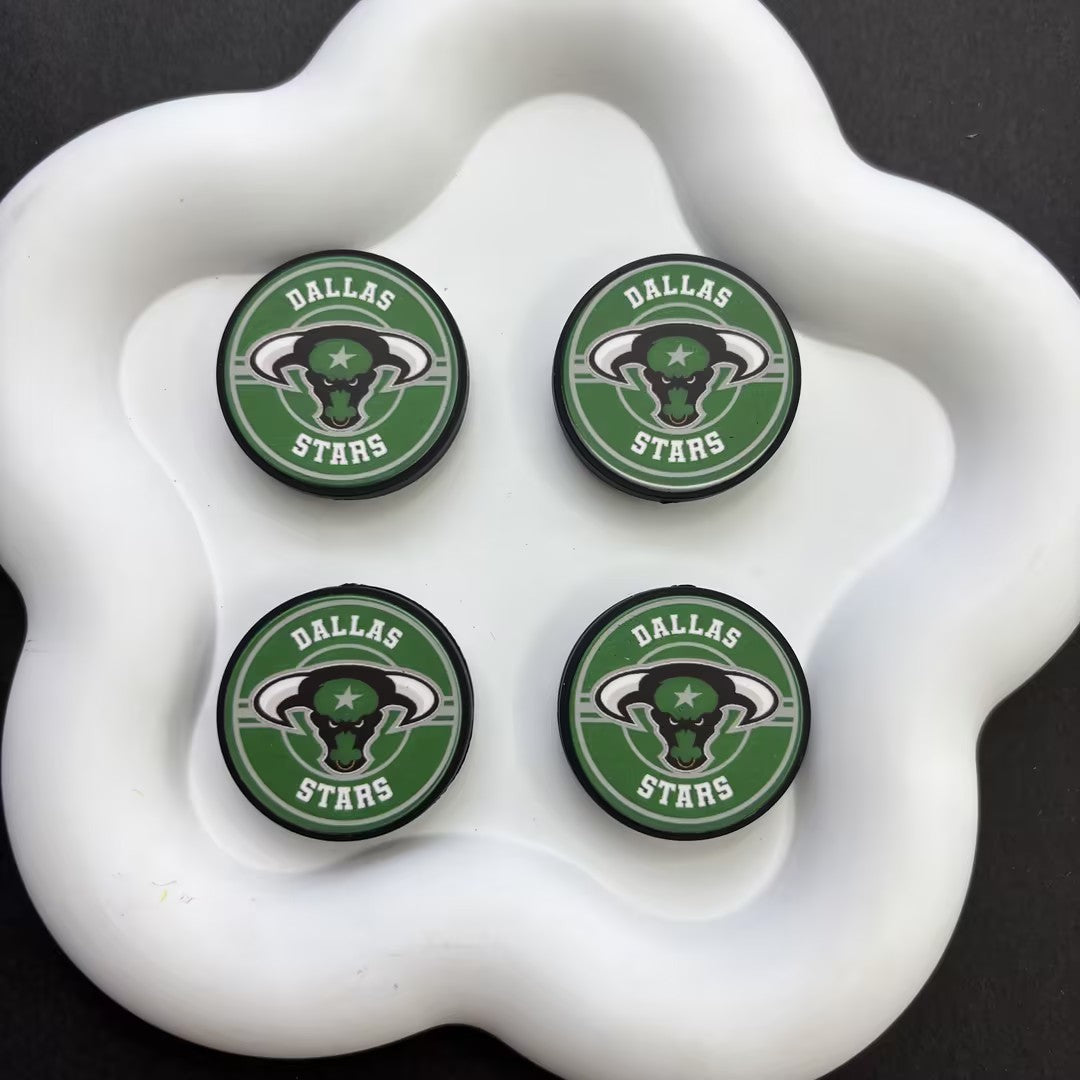 NHL Team Logo Printed Round Beads | Ice Hockey Team Focal Beads for DIY Beadable Pens, Keychains, and Lanyards | Sports Fan Craft Supplies