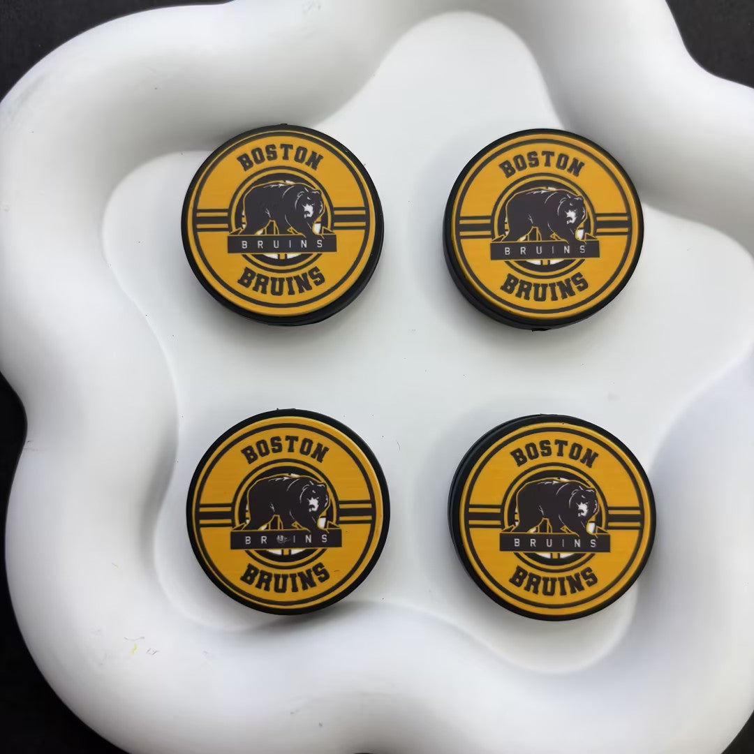 NHL Team Logo Printed Round Beads | Ice Hockey Team Focal Beads for DIY Beadable Pens, Keychains, and Lanyards | Sports Fan Craft Supplies