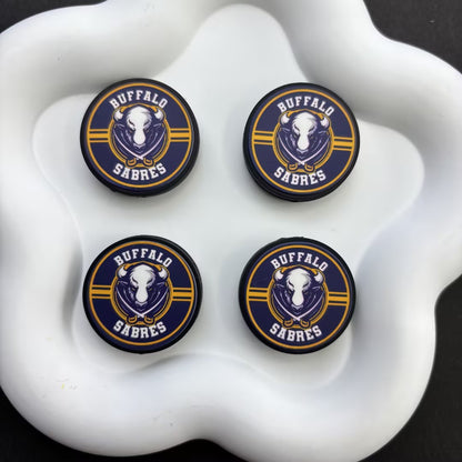 NHL Team Logo Printed Round Beads | Ice Hockey Team Focal Beads for DIY Beadable Pens, Keychains, and Lanyards | Sports Fan Craft Supplies