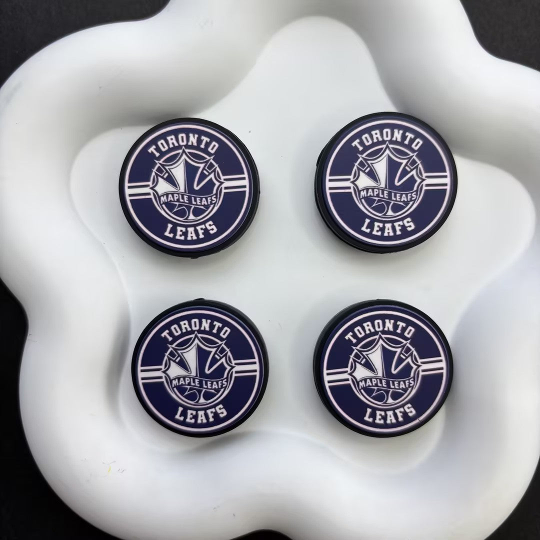 NHL Team Logo Printed Round Beads | Ice Hockey Team Focal Beads for DIY Beadable Pens, Keychains, and Lanyards | Sports Fan Craft Supplies