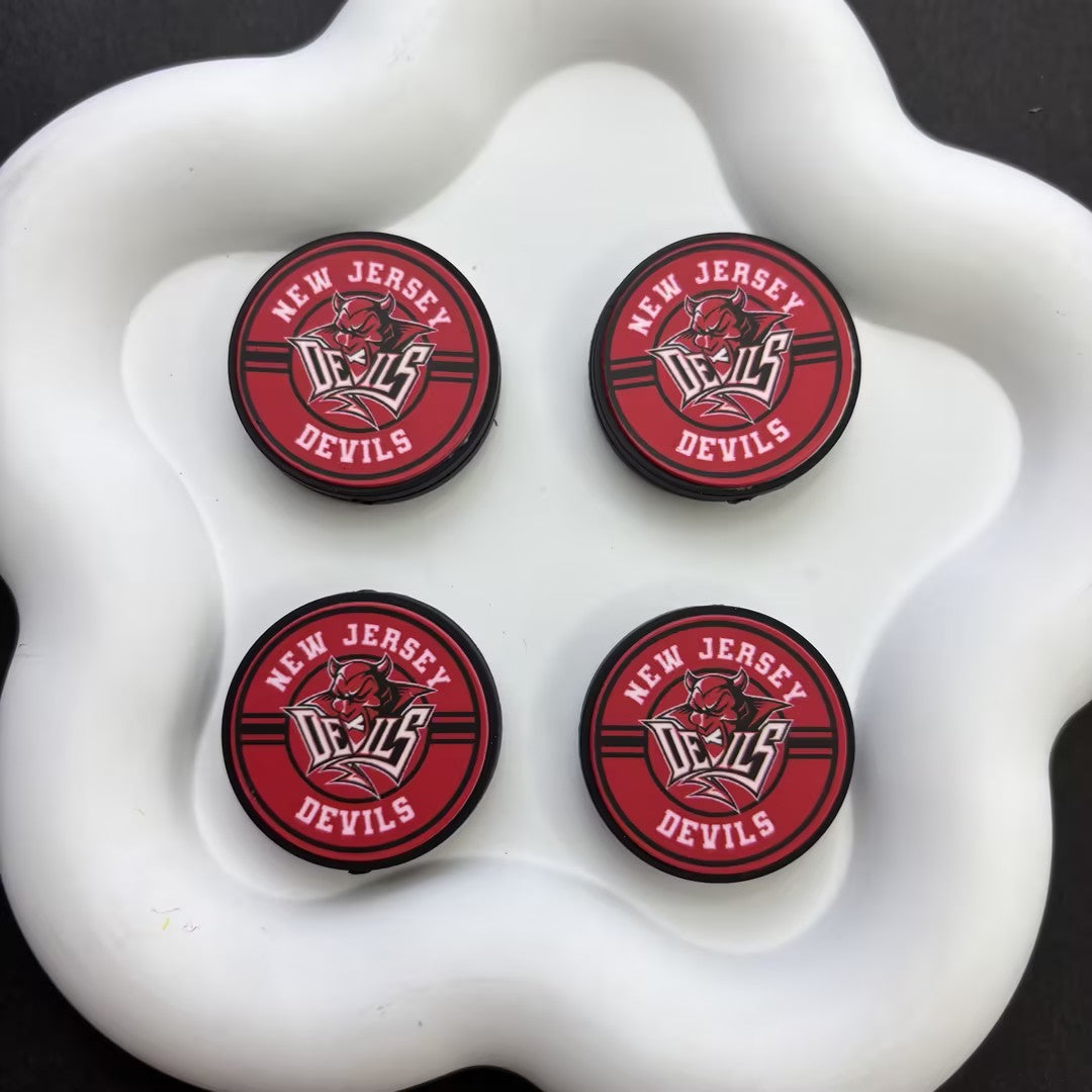 NHL Team Logo Printed Round Beads | Ice Hockey Team Focal Beads for DIY Beadable Pens, Keychains, and Lanyards | Sports Fan Craft Supplies