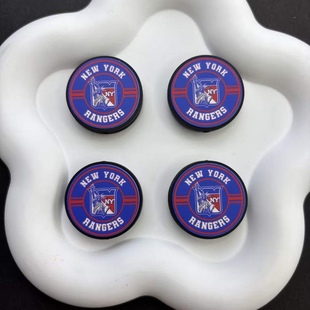 NHL Team Logo Printed Round Beads | Ice Hockey Team Focal Beads for DIY Beadable Pens, Keychains, and Lanyards | Sports Fan Craft Supplies