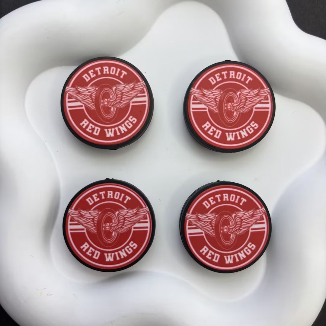 NHL Team Logo Printed Round Beads | Ice Hockey Team Focal Beads for DIY Beadable Pens, Keychains, and Lanyards | Sports Fan Craft Supplies