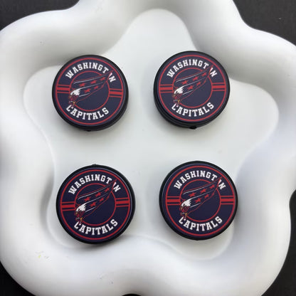 NHL Team Logo Printed Round Beads | Ice Hockey Team Focal Beads for DIY Beadable Pens, Keychains, and Lanyards | Sports Fan Craft Supplies