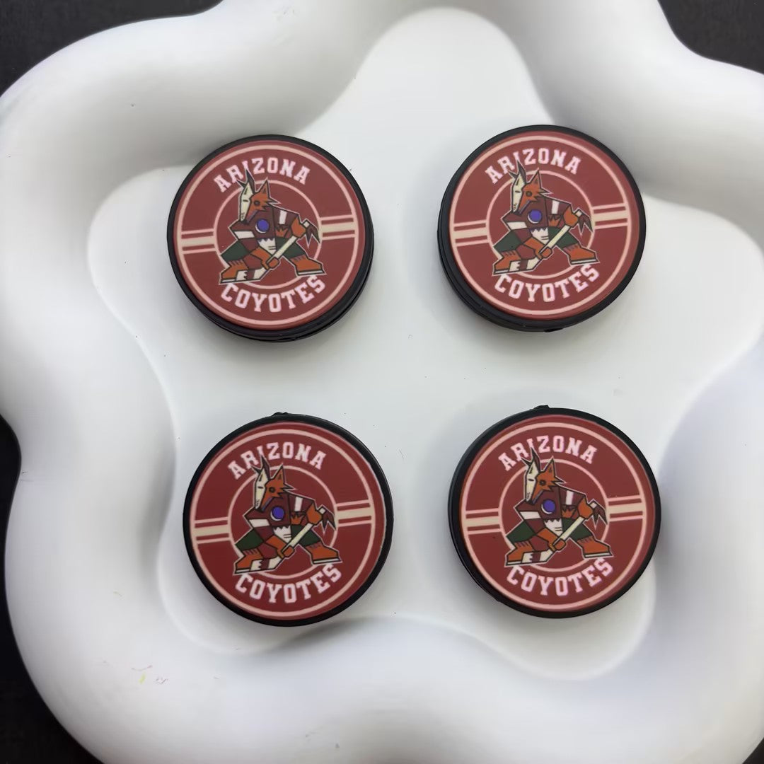 NHL Team Logo Printed Round Beads | Ice Hockey Team Focal Beads for DIY Beadable Pens, Keychains, and Lanyards | Sports Fan Craft Supplies