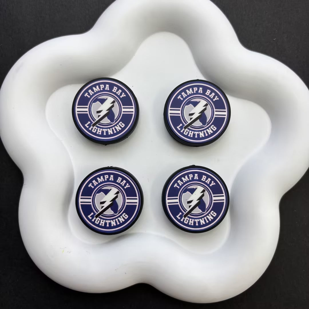 NHL Team Logo Printed Round Beads | Ice Hockey Team Focal Beads for DIY Beadable Pens, Keychains, and Lanyards | Sports Fan Craft Supplies