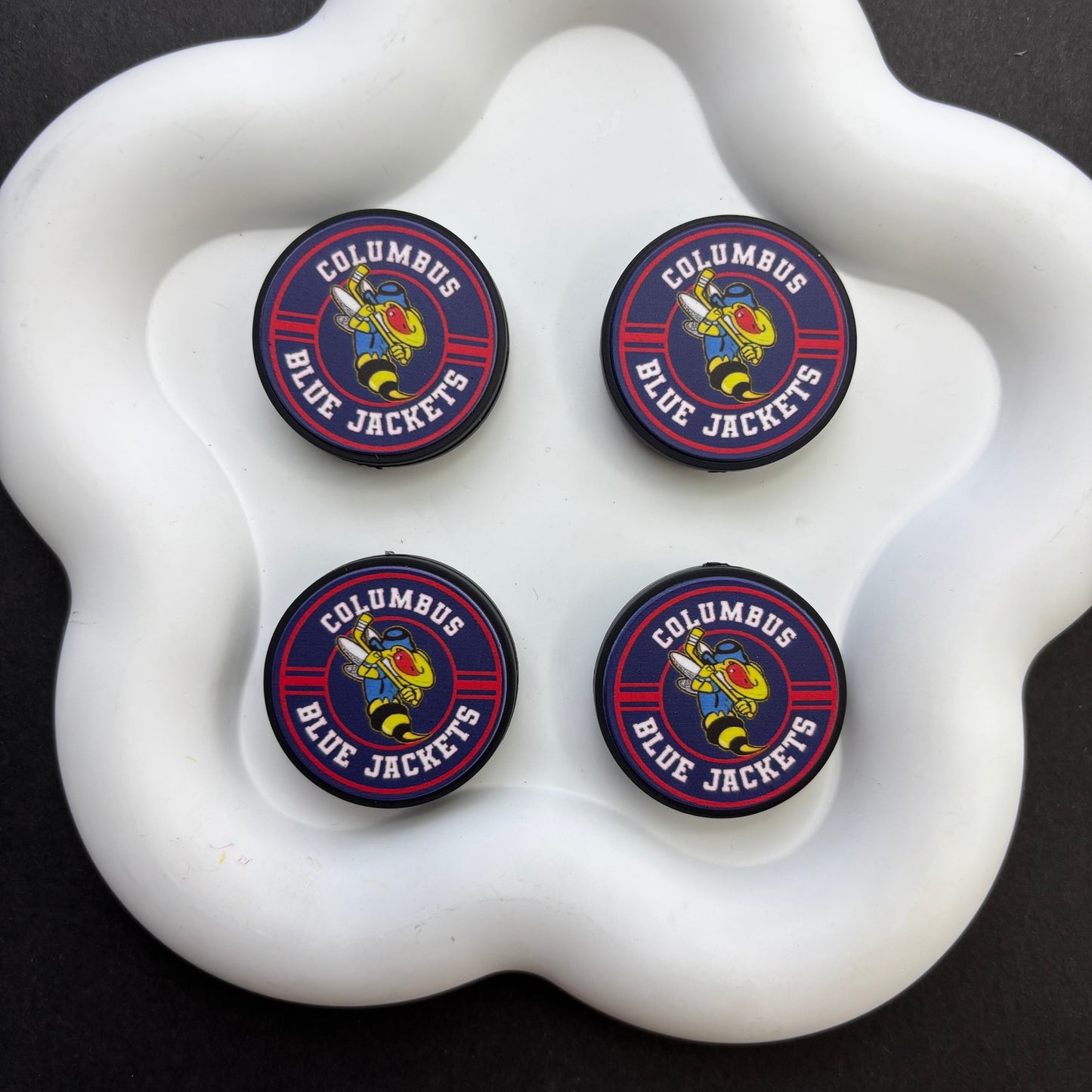 NHL Team Logo Printed Round Beads | Ice Hockey Team Focal Beads for DIY Beadable Pens, Keychains, and Lanyards | Sports Fan Craft Supplies