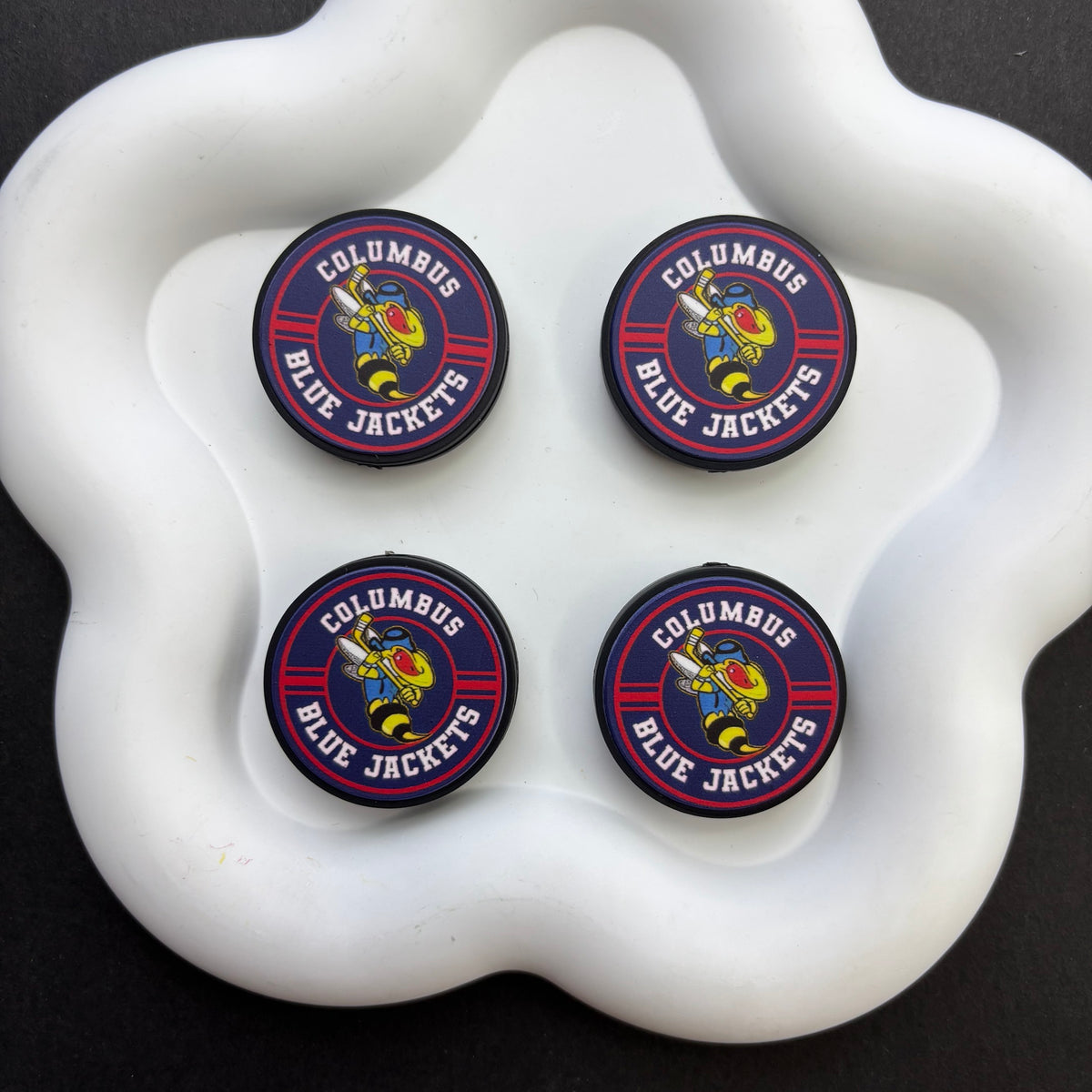 NHL Team Logo Printed Round Beads | Ice Hockey Team Focal Beads for DIY Beadable Pens, Keychains, and Lanyards | Sports Fan Craft Supplies