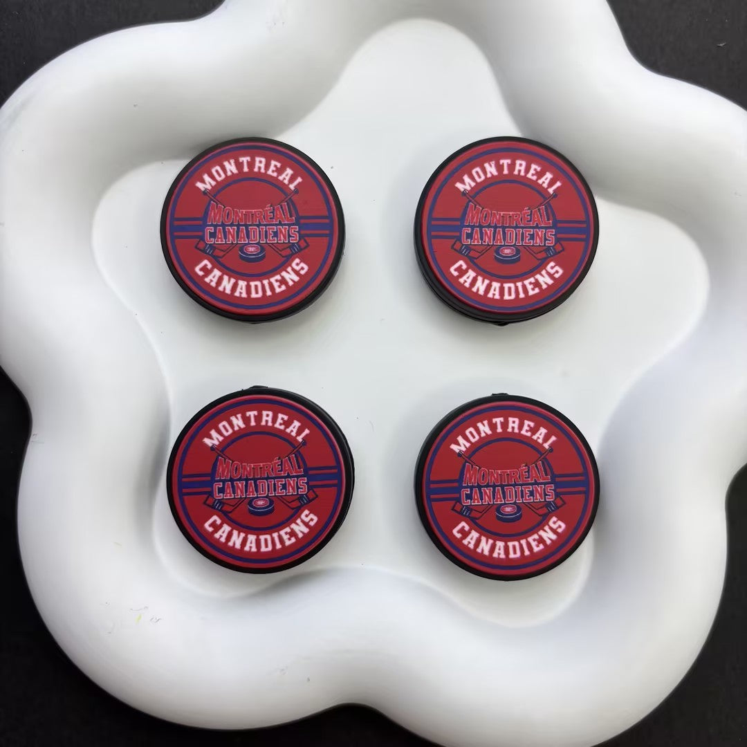 NHL Team Logo Printed Round Beads | Ice Hockey Team Focal Beads for DIY Beadable Pens, Keychains, and Lanyards | Sports Fan Craft Supplies