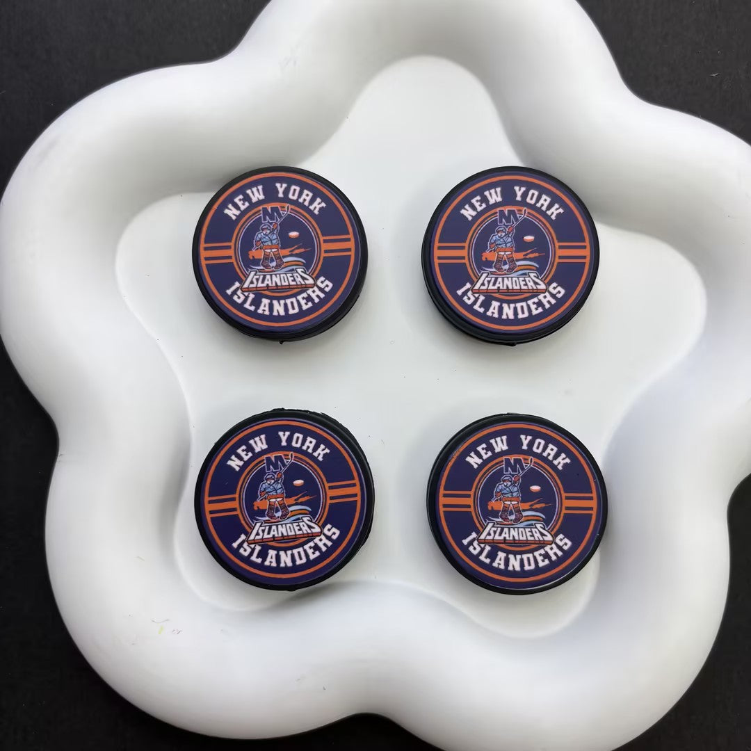 NHL Team Logo Printed Round Beads | Ice Hockey Team Focal Beads for DIY Beadable Pens, Keychains, and Lanyards | Sports Fan Craft Supplies