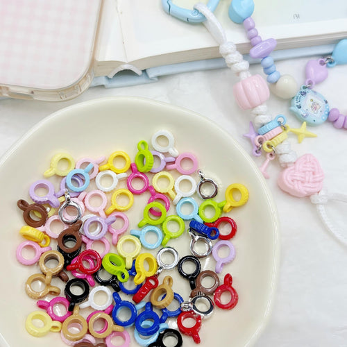 13mm Acrylic Hanger Bail Beads with 6mm Large Hole, Colorful O-Ring Loop Spacer Beads for DIY Beadable Pens, Charm Keychain, Phone Strap Crafts