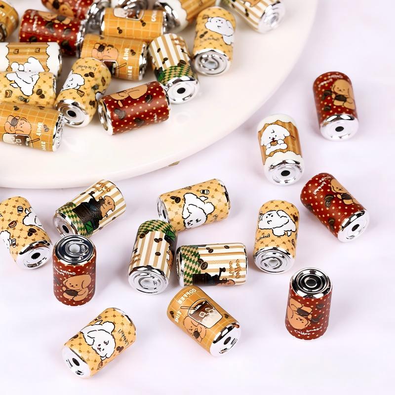 20x12mm Cute Coffee Can Acrylic Beads, 3mm Hole Puppy Dog Soda Can Cylinder Beads for DIY Beadable Pens, Keychain, Jewelry Making