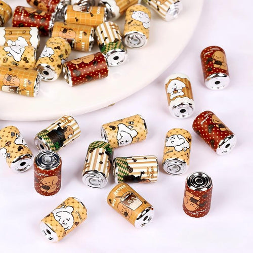 20x12mm Cute Coffee Can Acrylic Beads, 3mm Hole Puppy Dog Soda Can Cylinder Beads for DIY Beadable Pens, Keychain, Jewelry Making