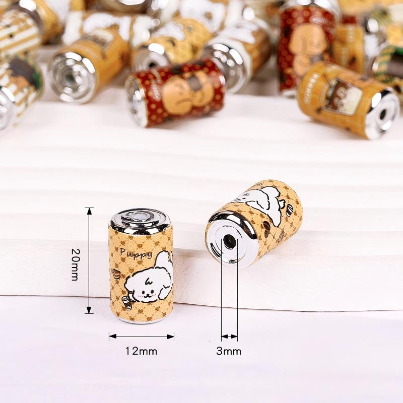 20x12mm Cute Coffee Can Acrylic Beads, 3mm Hole Puppy Dog Soda Can Cylinder Beads for DIY Beadable Pens, Keychain, Jewelry Making