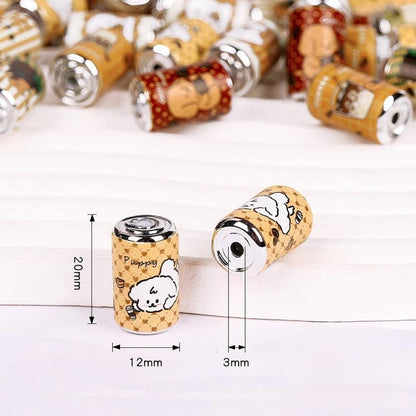 20x12mm Cute Coffee Can Acrylic Beads, 3mm Hole Puppy Dog Soda Can Cylinder Beads for DIY Beadable Pens, Keychain, Jewelry Making