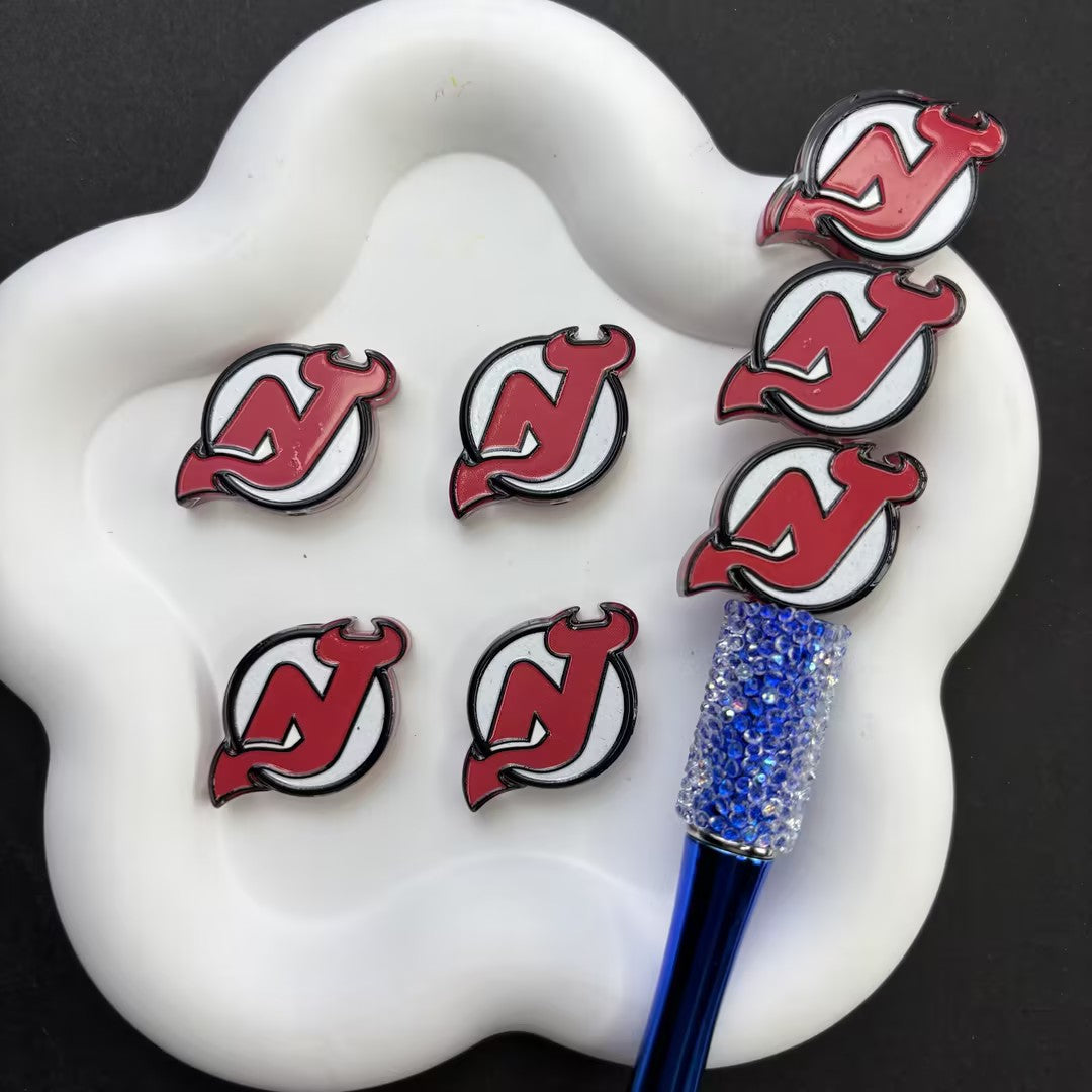 NHL Hockey Silicone Focal Beads - Acrylic Sports Team Charms for DIY Beadable Pens, Keychain Making Accessories, Pick Your Team
