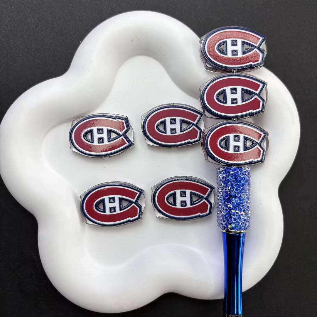 NHL Hockey Silicone Focal Beads - Acrylic Sports Team Charms for DIY Beadable Pens, Keychain Making Accessories, Pick Your Team