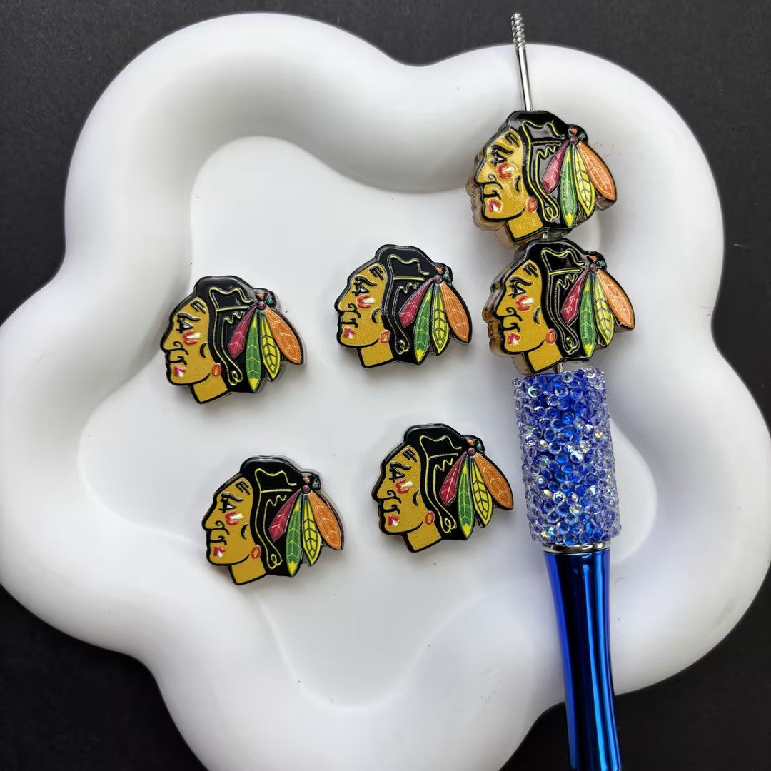 NHL Hockey Silicone Focal Beads - Acrylic Sports Team Charms for DIY Beadable Pens, Keychain Making Accessories, Pick Your Team