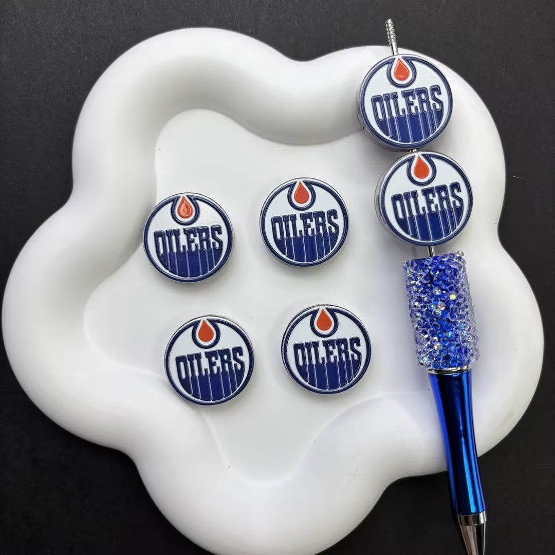 NHL Hockey Silicone Focal Beads - Acrylic Sports Team Charms for DIY Beadable Pens, Keychain Making Accessories, Pick Your Team