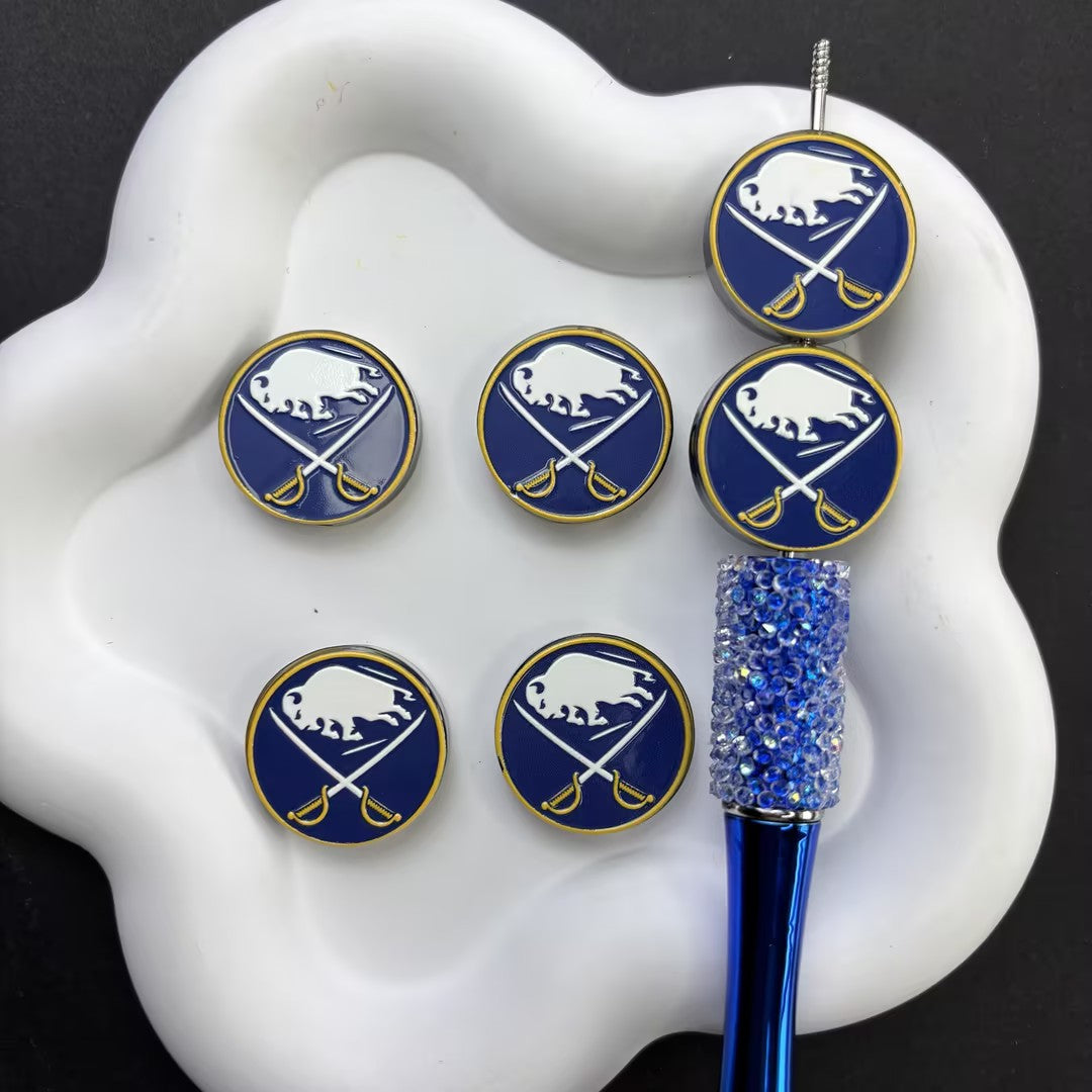NHL Hockey Silicone Focal Beads - Acrylic Sports Team Charms for DIY Beadable Pens, Keychain Making Accessories, Pick Your Team