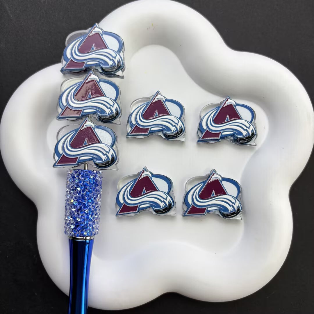 NHL Hockey Silicone Focal Beads - Acrylic Sports Team Charms for DIY Beadable Pens, Keychain Making Accessories, Pick Your Team