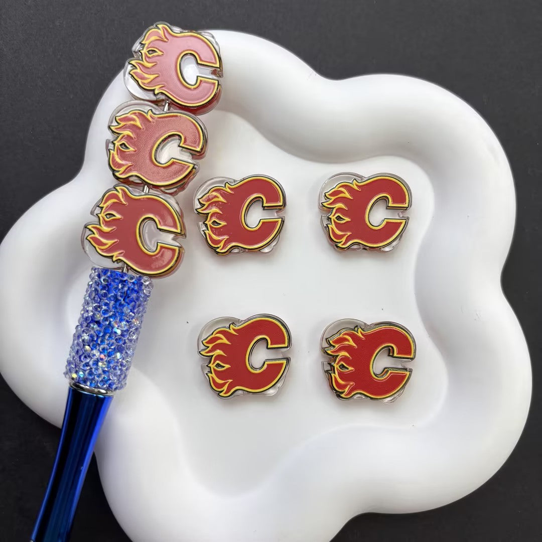 NHL Hockey Silicone Focal Beads - Acrylic Sports Team Charms for DIY Beadable Pens, Keychain Making Accessories, Pick Your Team