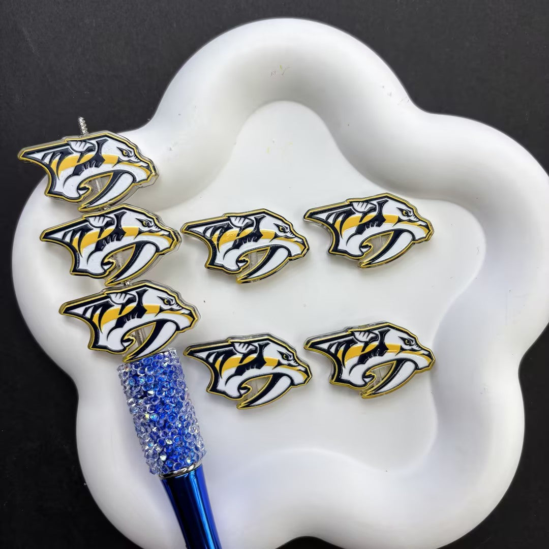 NHL Hockey Silicone Focal Beads - Acrylic Sports Team Charms for DIY Beadable Pens, Keychain Making Accessories, Pick Your Team