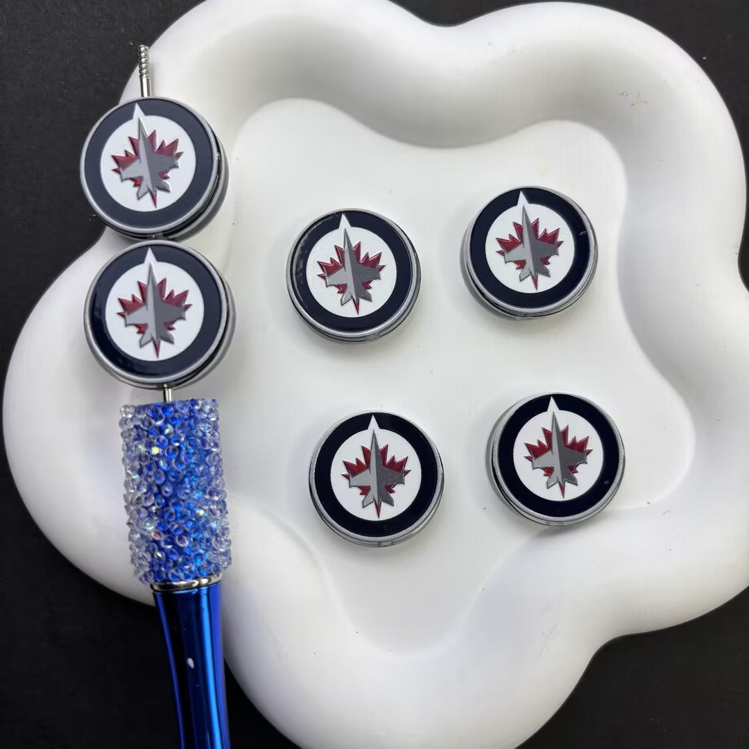 NHL Hockey Silicone Focal Beads - Acrylic Sports Team Charms for DIY Beadable Pens, Keychain Making Accessories, Pick Your Team