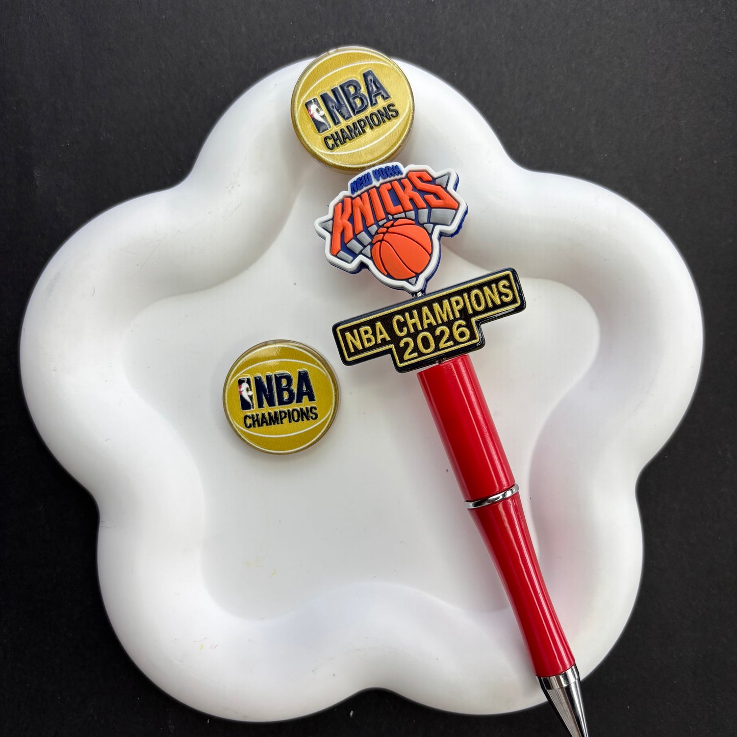 New York Knicks 2026 NBA Champions Silicone Focal Beads - Basketball Team Championship Beads for DIY Beadable Pens, Keychains & Crafts