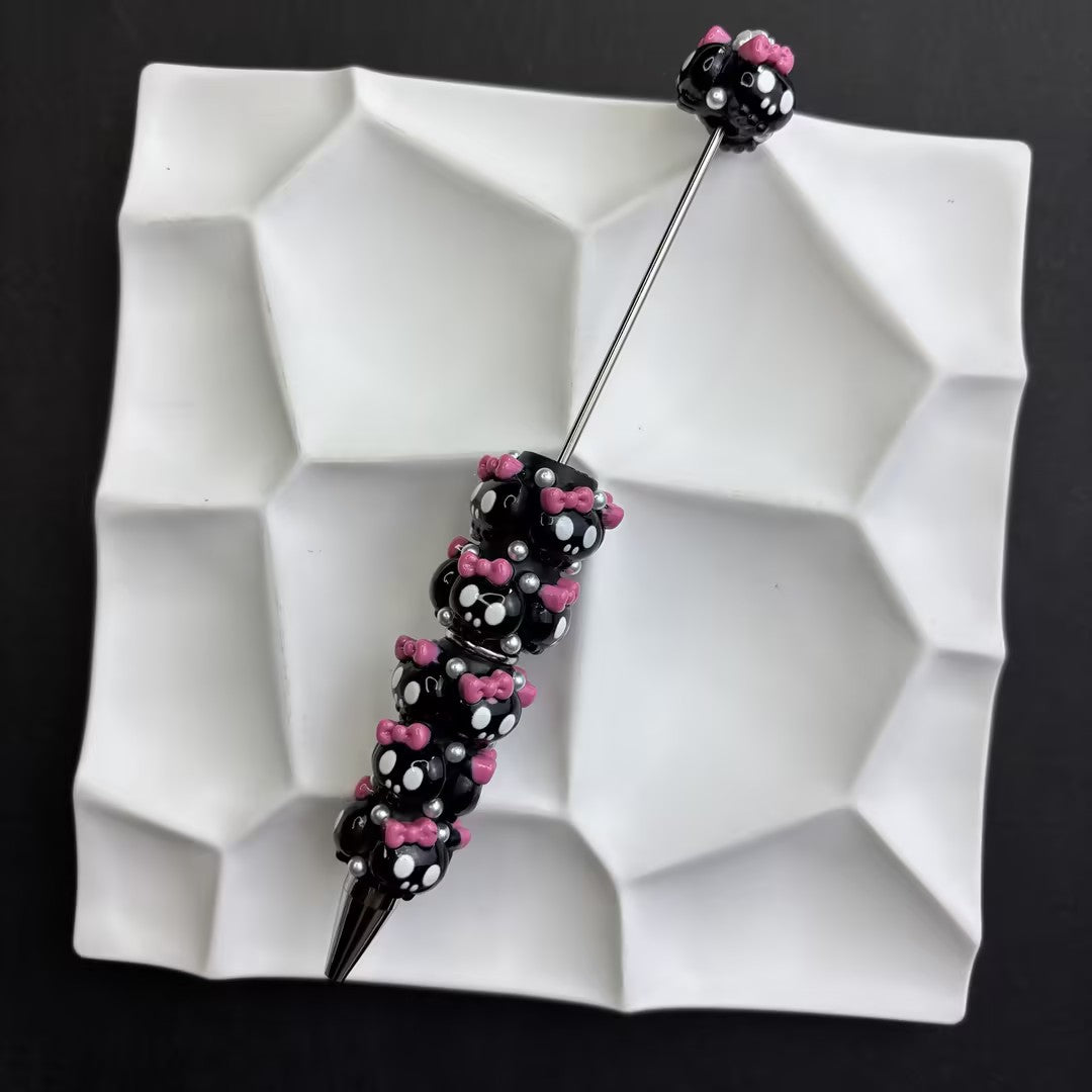 Spooky Cute Halloween Beadable Pens - Pastel Goth Skull & Ghost Holiday Ballpoint Pens (Variety Pack)