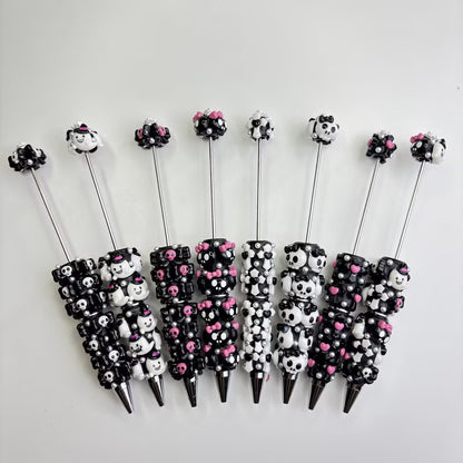 Spooky Cute Halloween Beadable Pens - Pastel Goth Skull & Ghost Holiday Ballpoint Pens (Variety Pack)