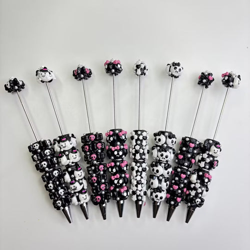 Spooky Cute Halloween Beadable Pens - Pastel Goth Skull & Ghost Holiday Ballpoint Pens (Variety Pack)