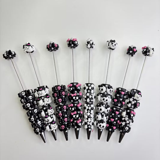 Spooky Cute Halloween Beadable Pens - Pastel Goth Skull & Ghost Holiday Ballpoint Pens (Variety Pack)
