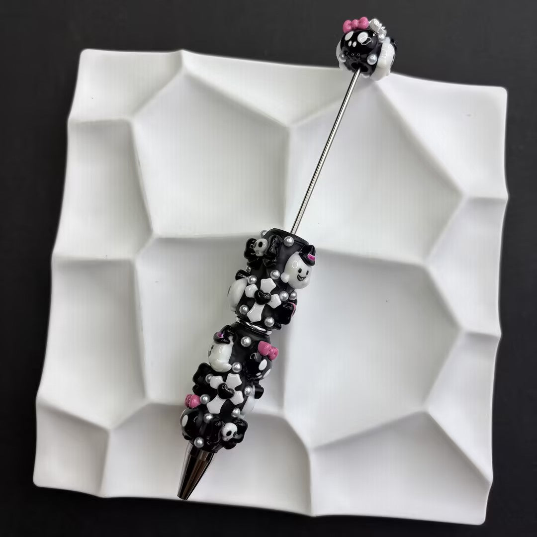 Spooky Cute Halloween Beadable Pens - Pastel Goth Skull & Ghost Holiday Ballpoint Pens (Variety Pack)