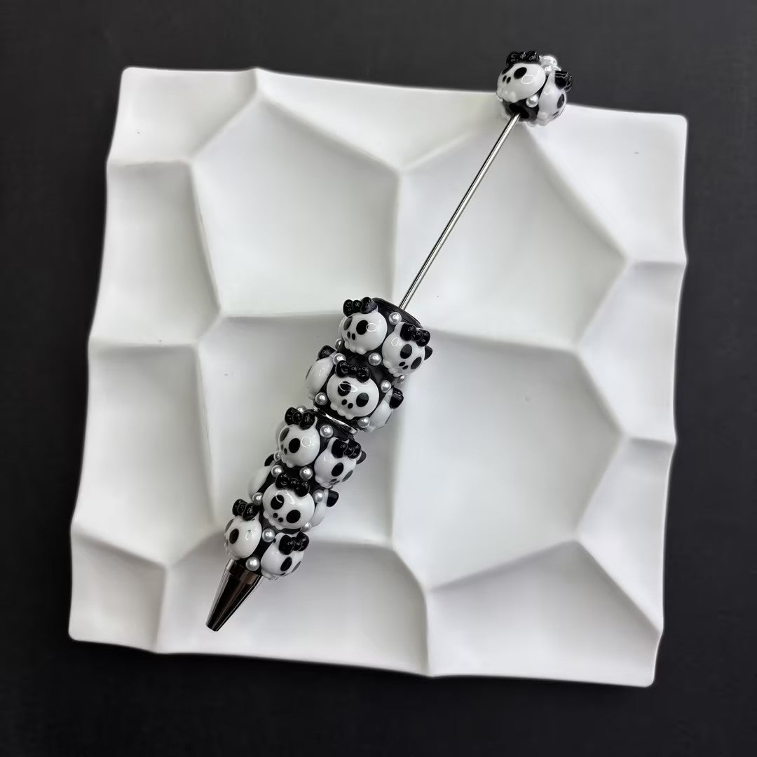 Spooky Cute Halloween Beadable Pens - Pastel Goth Skull & Ghost Holiday Ballpoint Pens (Variety Pack)