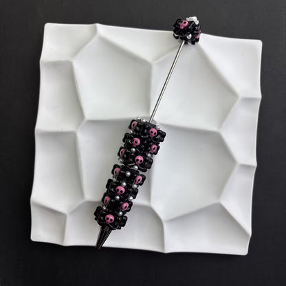 Spooky Cute Halloween Beadable Pens - Pastel Goth Skull & Ghost Holiday Ballpoint Pens (Variety Pack)