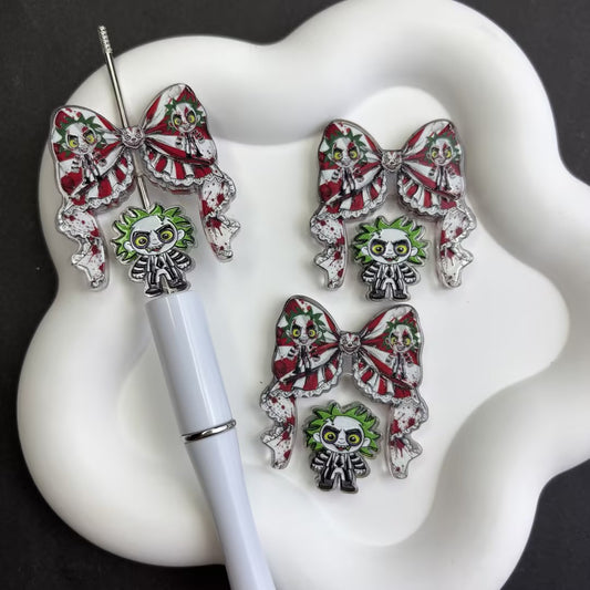 Spooky Cute Halloween Acrylic Beads for DIY Beadable Pens - Bulk Pastel Goth Skull & Ghost Focal Beads Only (No Pens)