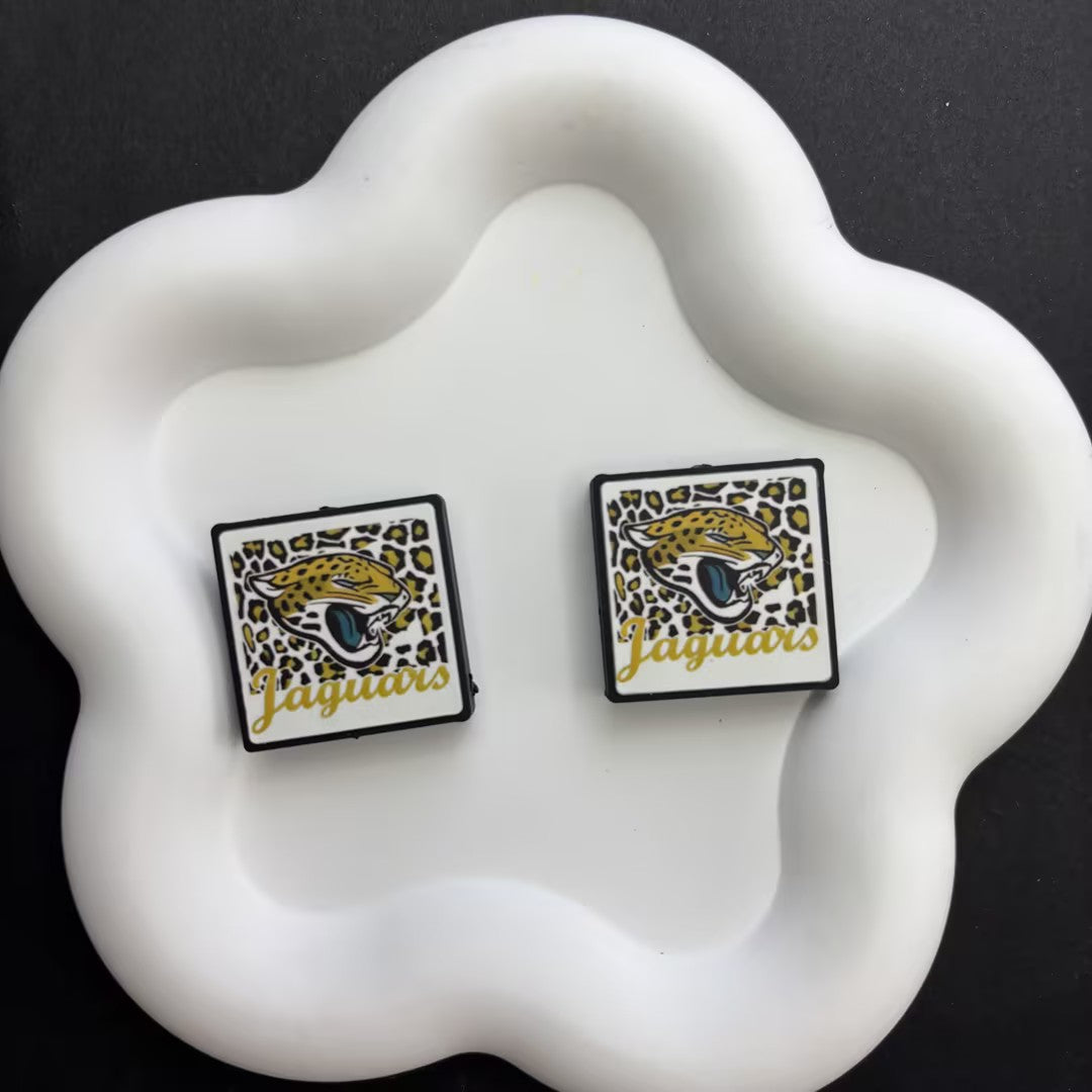 Leopard Football Team Square Acrylic Beads for DIY Beadable Pens - Bulk Sports Fan Game Day Focal Beads Only (No Pens) NFL Team Beads