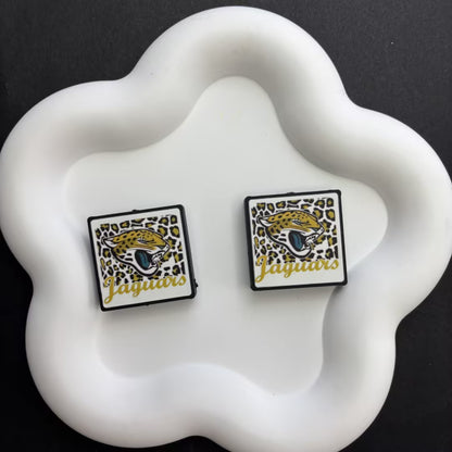 Leopard Football Team Square Acrylic Beads for DIY Beadable Pens - Bulk Sports Fan Game Day Focal Beads Only (No Pens) NFL Team Beads