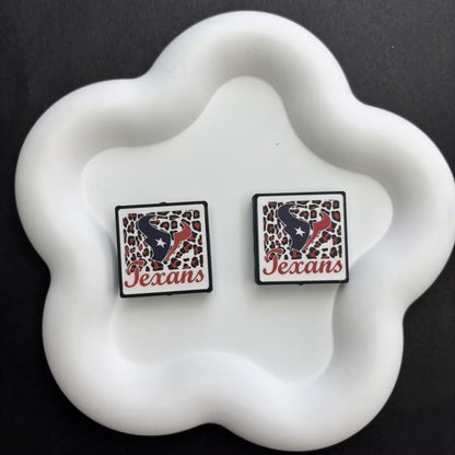 Leopard Football Team Square Acrylic Beads for DIY Beadable Pens - Bulk Sports Fan Game Day Focal Beads Only (No Pens) NFL Team Beads
