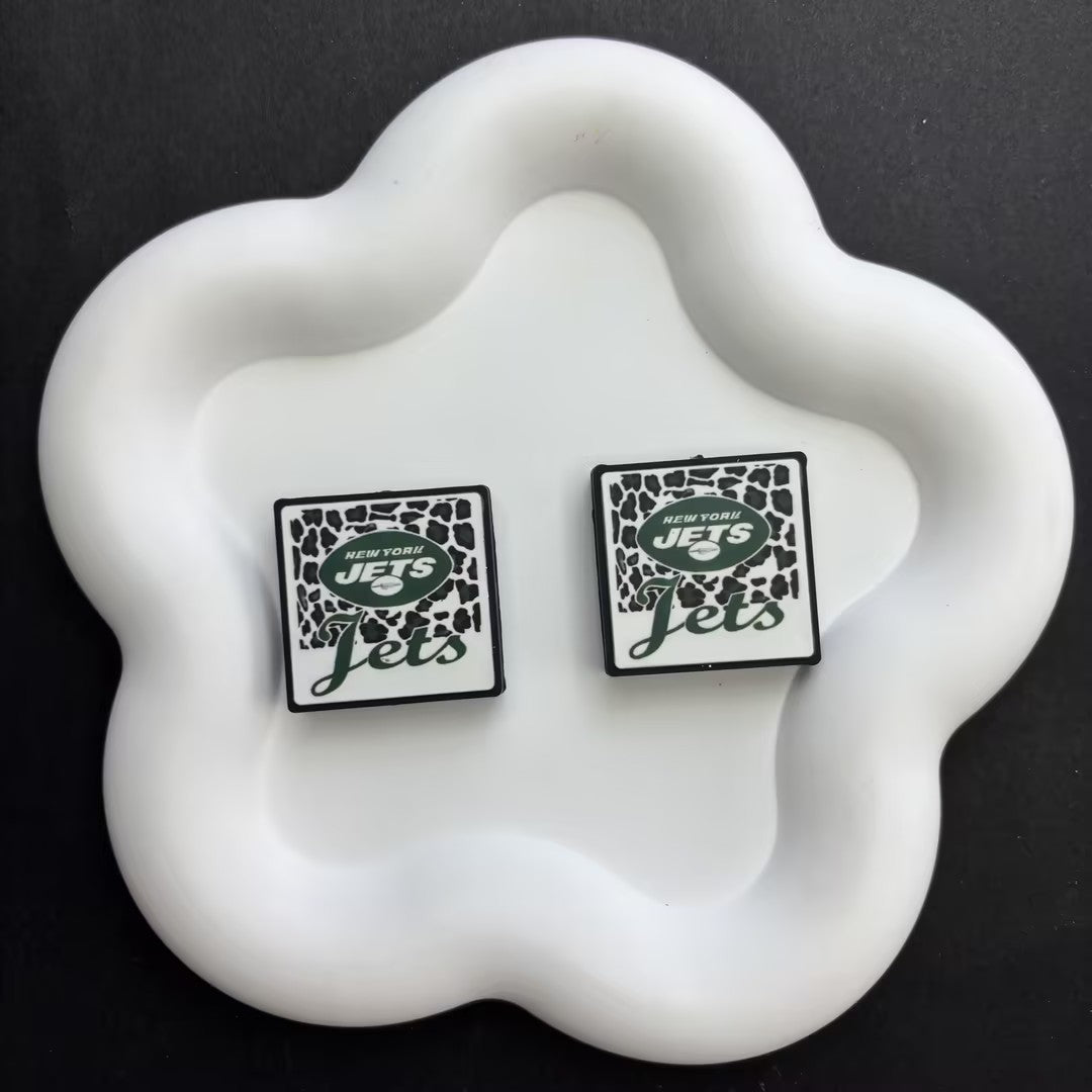 Leopard Football Team Square Acrylic Beads for DIY Beadable Pens - Bulk Sports Fan Game Day Focal Beads Only (No Pens) NFL Team Beads