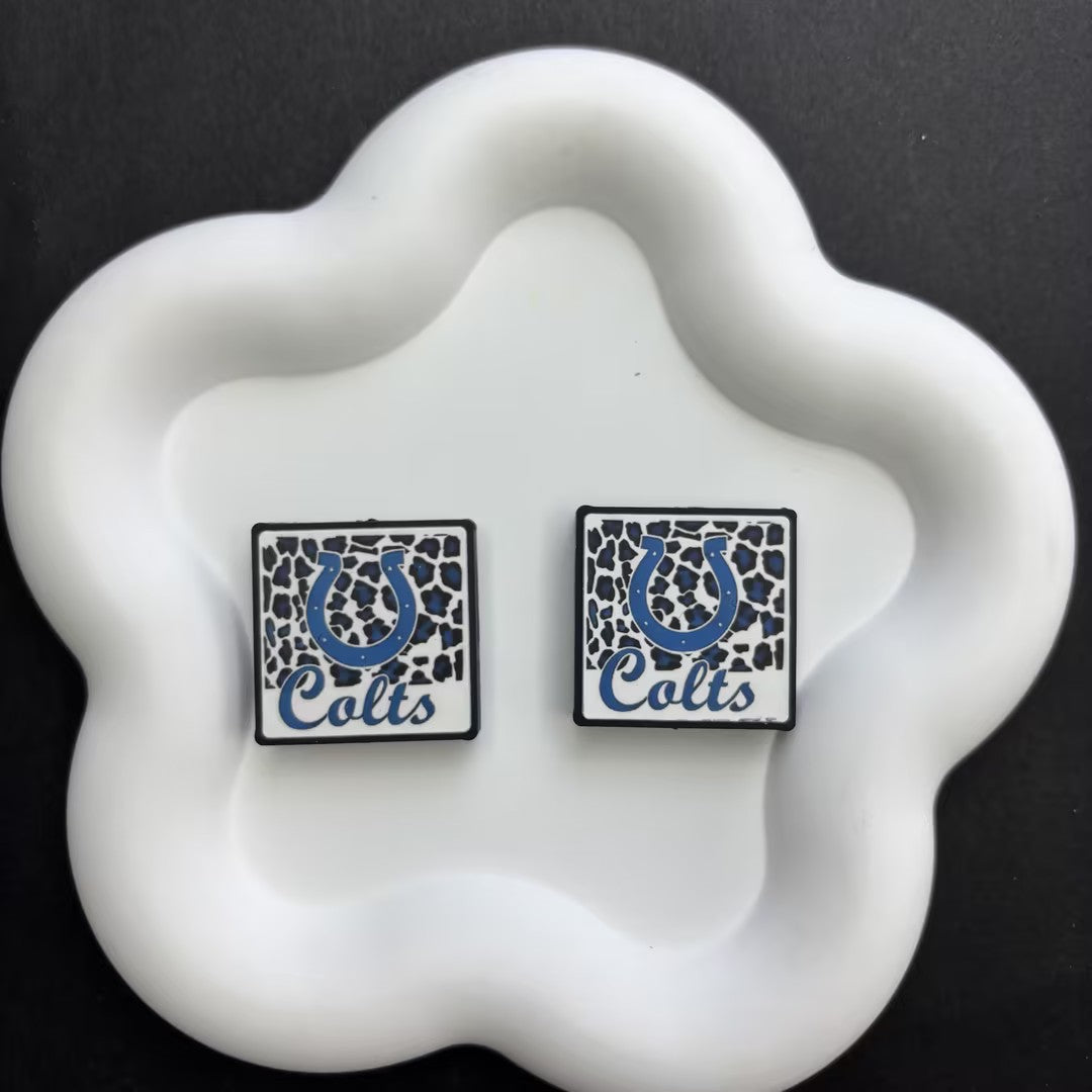 Leopard Football Team Square Acrylic Beads for DIY Beadable Pens - Bulk Sports Fan Game Day Focal Beads Only (No Pens) NFL Team Beads