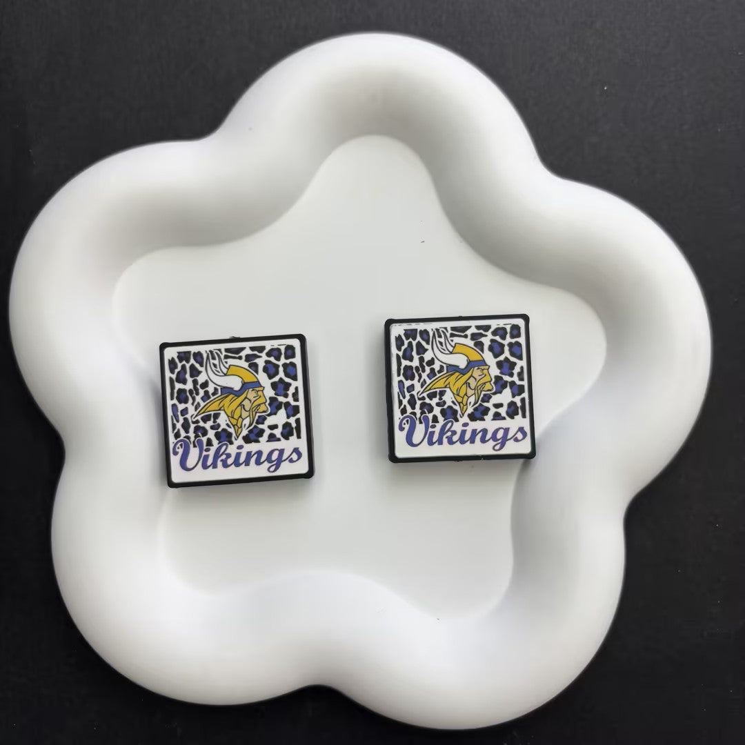 Leopard Football Team Square Acrylic Beads for DIY Beadable Pens - Bulk Sports Fan Game Day Focal Beads Only (No Pens) NFL Team Beads