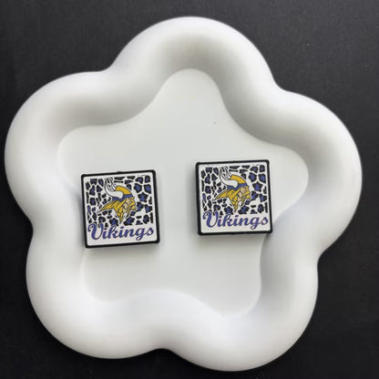 Leopard Football Team Square Acrylic Beads for DIY Beadable Pens - Bulk Sports Fan Game Day Focal Beads Only (No Pens) NFL Team Beads