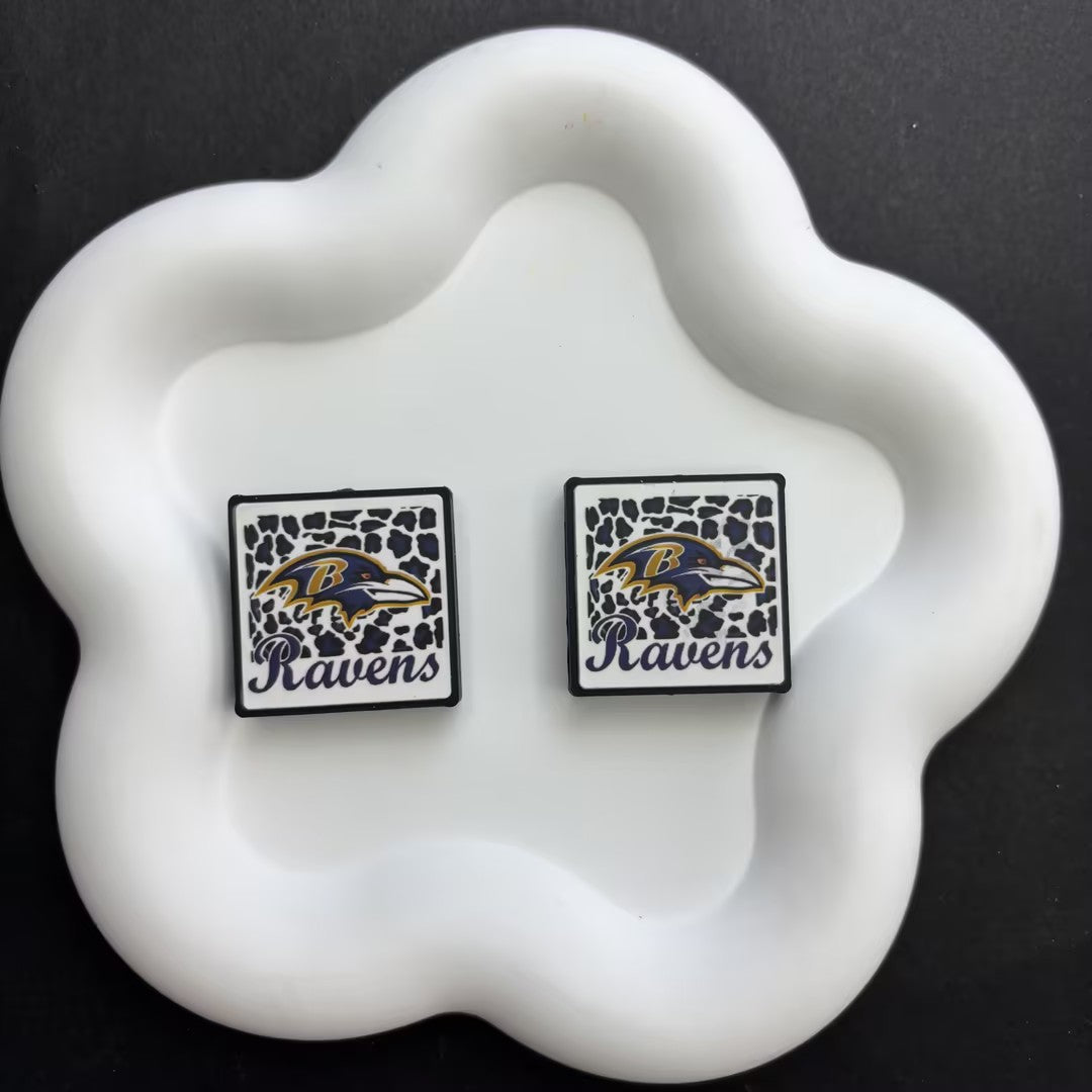 Leopard Football Team Square Acrylic Beads for DIY Beadable Pens - Bulk Sports Fan Game Day Focal Beads Only (No Pens) NFL Team Beads