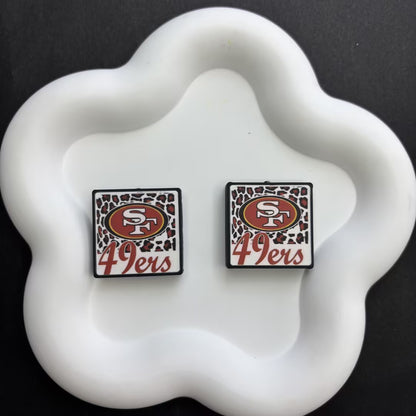 Leopard Football Team Square Acrylic Beads for DIY Beadable Pens - Bulk Sports Fan Game Day Focal Beads Only (No Pens) NFL Team Beads