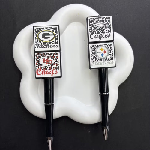 Leopard Football Team Square Acrylic Beads for DIY Beadable Pens - Bulk Sports Fan Game Day Focal Beads Only (No Pens) NFL Team Beads