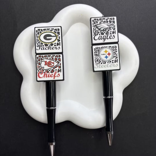 Leopard Football Team Square Acrylic Beads for DIY Beadable Pens - Bulk Sports Fan Game Day Focal Beads Only (No Pens) NFL Team Beads